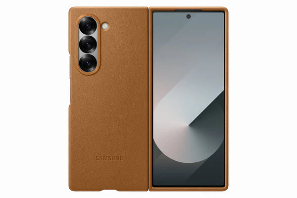 Samsung Galaxy Z Fold 5 Leather Phone Case, Snug Fit, Soft Inside, Protective Cover, Brown - mobilecasez