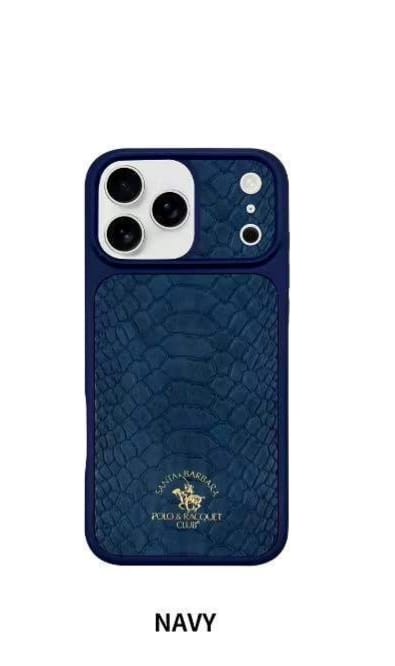 Apple iPhone 17 Pro Max Santa Barbara Polo & Racquet Club Leather Case for iPhone 17 Pro Max - Blue - mobileCasez