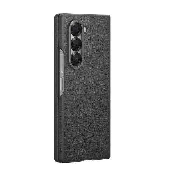 Samsung Galaxy Z Fold 5 Leather Case Protection Protective Shell Cover - Black - mobilecasez
