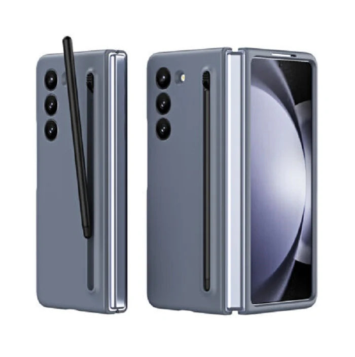 Samsung Galaxy Z Fold 6 Case S Pen Fold Edition with Front Glass, Silky Liquid PC Matte Bumper Cover Case for Samsung Galaxy Z Fold6 (Dark Grey) - mobilecasez