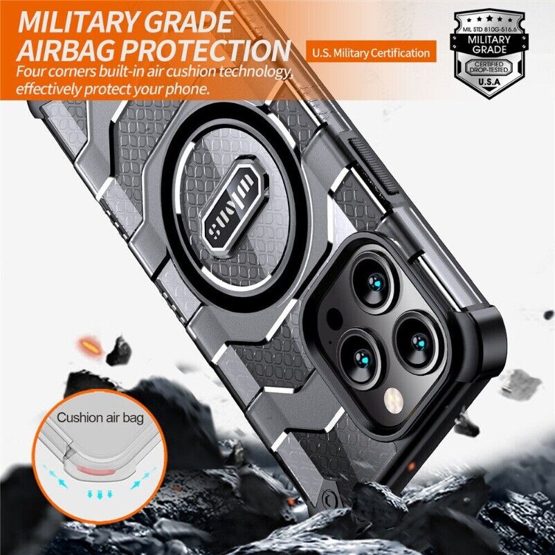 wlons Magnetic for iPhone 15 Plus Case,Compatible with Magsafe Anti-Slip Hard Armor Military Grade Shockproof Cover with Translucent Matte Full Body Rugged Heavy Duty Protection Phone Case - Black