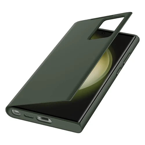 Samsung Galaxy S24 Ultra S-View/Smart View Wallet Flip Case - Protective Leather Cover with Smart Screen Display, Tap Control, Slim Design, and Built-in Card Holder Pocket (Green) - mobilecasez