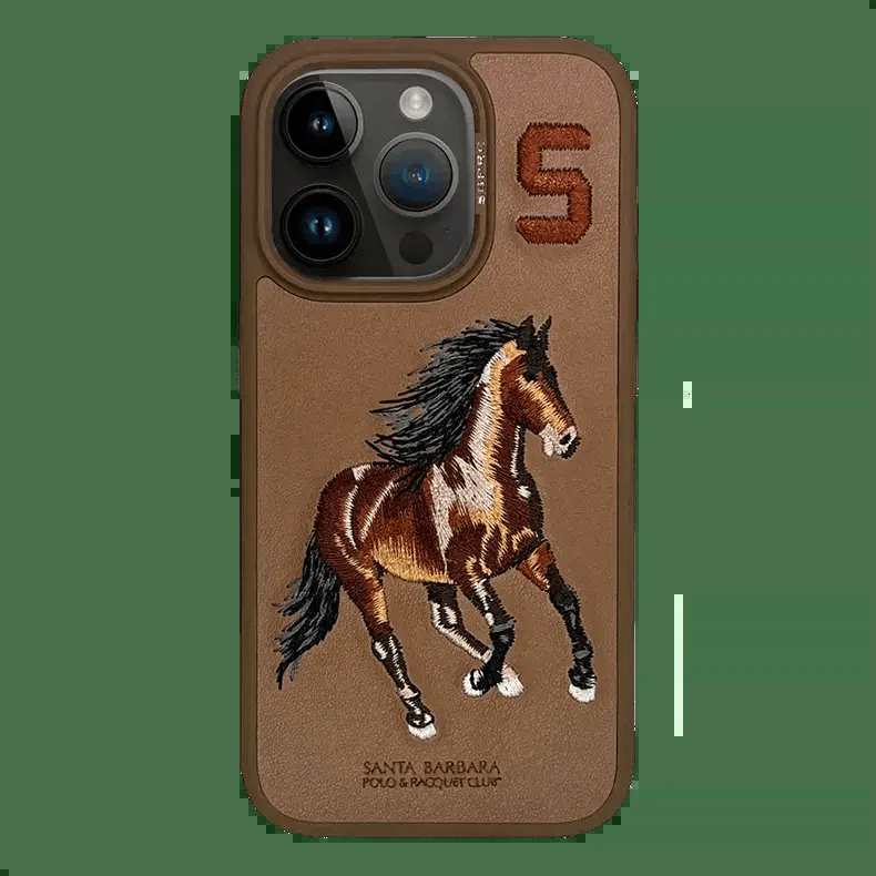 Aventurine Accessories SantaBarbara Polo Boris Series Leather Case, Protective Case (iPhone15 Pro Max, Brown)