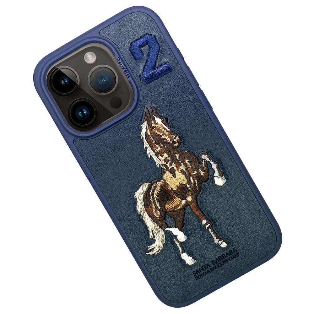 Aventurine Accessories SantaBarbara Polo Boris Series Leather Case, Protective Case (iPhone15, Blue)