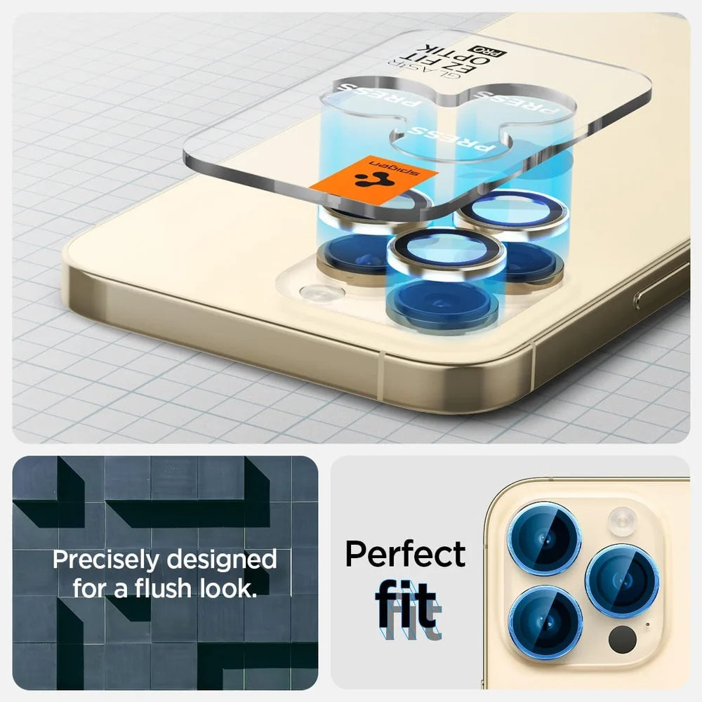 Spigen EZ Fit Optik Pro Tempered Glass Camera Lens Protector Guard for iPhone 14 Pro Max (Golden) - 1 Pack