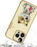 TREEMODA Nimmy 3D Embroidered Khaki Dog Leather Case for iPhone 14 Pro - mobilecasez