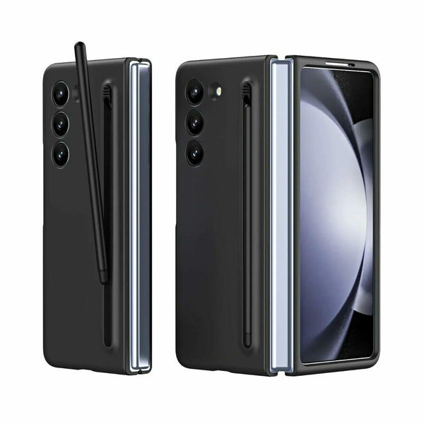 Samsung Galaxy Z Fold 6 Case S Pen Fold Edition with Front Glass, Silky Liquid PC Matte Bumper Cover Case for Samsung Galaxy Z Fold6 (Black) - mobilecasez