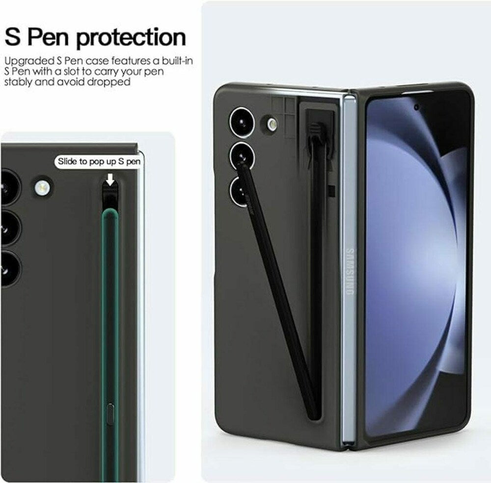 Samsung Galaxy Z Fold 6 Case S Pen Fold Edition with Front Glass, Silky Liquid PC Matte Bumper Cover Case for Samsung Galaxy Z Fold6 (Black) - mobilecasez