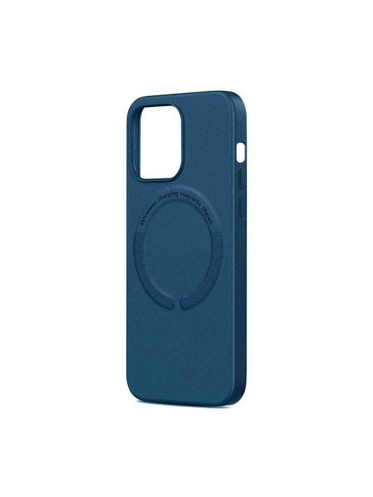iPhone 14 Pro Leather Cover with Mag-Safe, Premium Apple iPhone 14 Pro Leather Case with Mag-Safe Blue