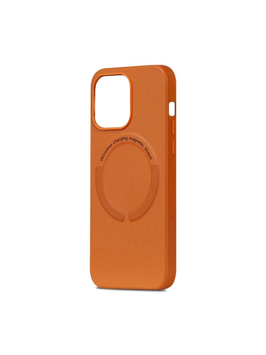 iPhone 14 Pro Leather Cover with Mag-Safe, Premium Apple iPhone 14 Pro Leather Case with Mag-Safe Orange